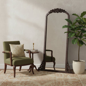 HomeRoots 64" Elegant Brown Solid Wood Framed Full-Length Mirror for Timeless Style & Versatile Home Decor 565118
