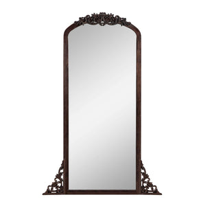 HomeRoots 64" Elegant Brown Solid Wood Framed Full-Length Mirror for Timeless Style & Versatile Home Decor 565118