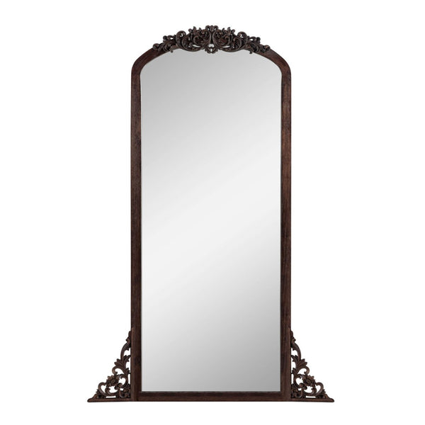 HomeRoots 64" Elegant Brown Solid Wood Framed Full-Length Mirror for Timeless Style & Versatile Home Decor 565118