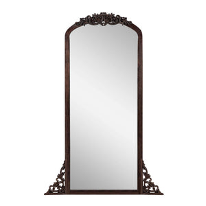 HomeRoots 64" Elegant Brown Solid Wood Framed Full-Length Mirror for Timeless Style & Versatile Home Decor 565118