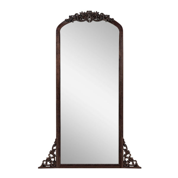 HomeRoots 64" Elegant Brown Solid Wood Framed Full-Length Mirror for Timeless Style & Versatile Home Decor 565118