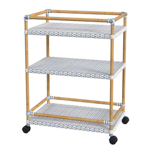 Butler Specialty Tobias Outdoor Rattan And Metal 3-tier Bar Cart – Chic Coastal Style For Your Patio And Porch Baby Blue Aluminum,Polyethylene (Pe) Rattan Weave 5651194-butler