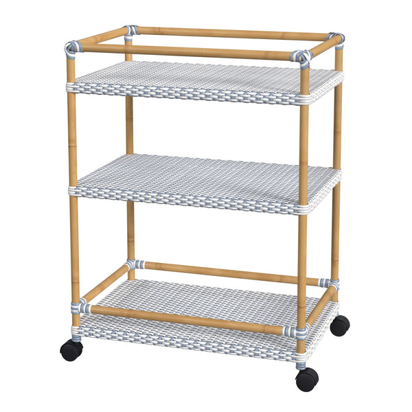 Butler Specialty Tobias Outdoor Rattan And Metal 3-tier Bar Cart – Chic Coastal Style For Your Patio And Porch Baby Blue Aluminum,Polyethylene (Pe) Rattan Weave 5651194-butler