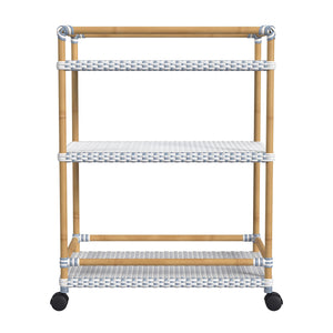 Butler Specialty Tobias Outdoor Rattan And Metal 3-tier Bar Cart – Chic Coastal Style For Your Patio And Porch Baby Blue Aluminum,Polyethylene (Pe) Rattan Weave 5651194-butler