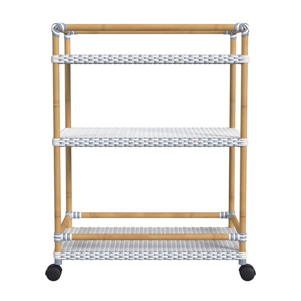 Butler Specialty Tobias Outdoor Rattan And Metal 3-tier Bar Cart – Chic Coastal Style For Your Patio And Porch Baby Blue Aluminum,Polyethylene (Pe) Rattan Weave 5651194-butler