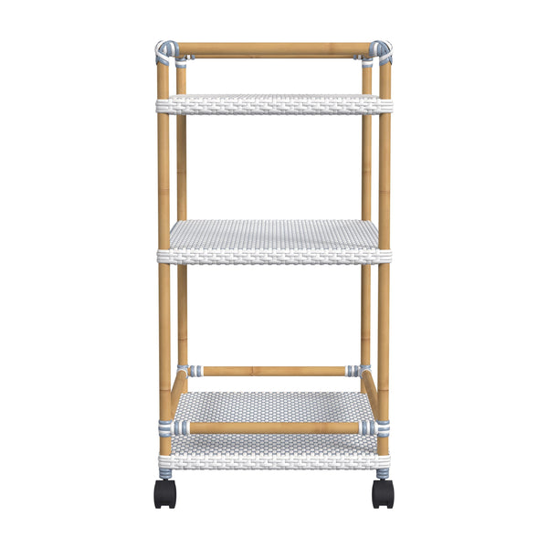 Butler Specialty Tobias Outdoor Rattan And Metal 3-tier Bar Cart – Chic Coastal Style For Your Patio And Porch Baby Blue Aluminum,Polyethylene (Pe) Rattan Weave 5651194-butler