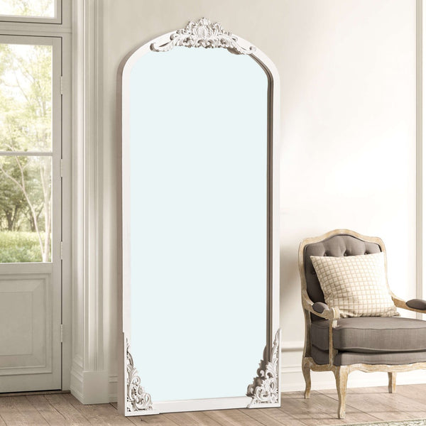 HomeRoots 67" White Solid Wood Full Length Mirror – Classic Design for Dressing Rooms, Entryways & More! 565119