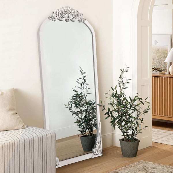 HomeRoots 67" White Solid Wood Full Length Mirror – Classic Design for Dressing Rooms, Entryways & More! 565119