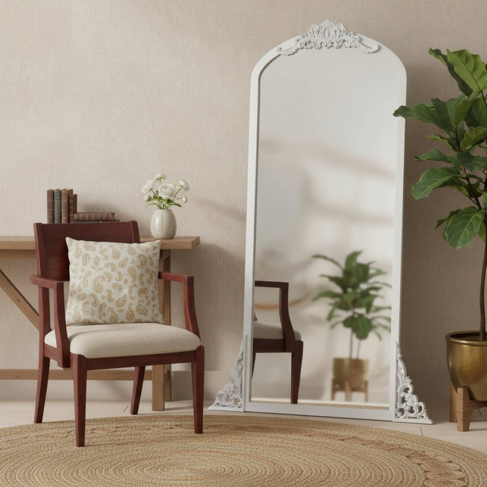 HomeRoots 67" White Solid Wood Full Length Mirror – Classic Design for Dressing Rooms, Entryways & More! 565119
