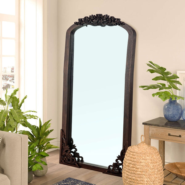 HomeRoots 67" Rustic Brown Solid Wood Framed Full-Length Mirror - Timeless Design for Brightening Any Space! 565120
