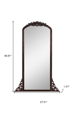 HomeRoots 67" Rustic Brown Solid Wood Framed Full-Length Mirror - Timeless Design for Brightening Any Space! 565120