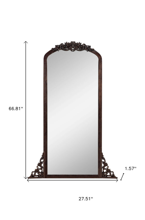 HomeRoots 67" Rustic Brown Solid Wood Framed Full-Length Mirror - Timeless Design for Brightening Any Space! 565120