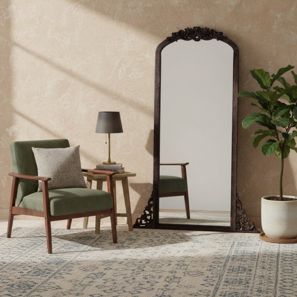 HomeRoots 67" Rustic Brown Solid Wood Framed Full-Length Mirror - Timeless Design for Brightening Any Space! 565120
