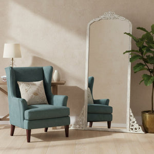 HomeRoots 67" White Solid Wood Framed Full-Length Mirror – Elegant Vertical Design for Timeless Home Decor 565121
