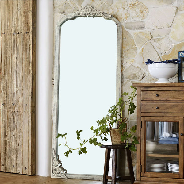 HomeRoots 67" White Solid Wood Framed Full-Length Mirror – Elegant Vertical Design for Timeless Home Decor 565121