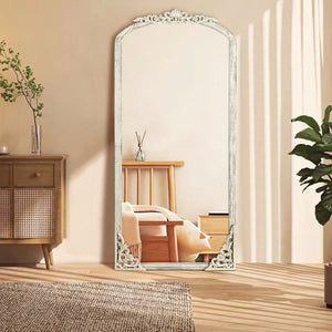 HomeRoots 67" White Solid Wood Framed Full-Length Mirror – Elegant Vertical Design for Timeless Home Decor 565121
