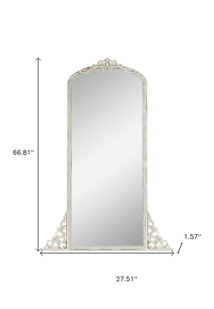 HomeRoots 67" White Solid Wood Framed Full-Length Mirror – Elegant Vertical Design for Timeless Home Decor 565121