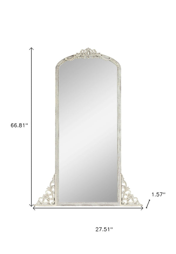 HomeRoots 67" White Solid Wood Framed Full-Length Mirror – Elegant Vertical Design for Timeless Home Decor 565121