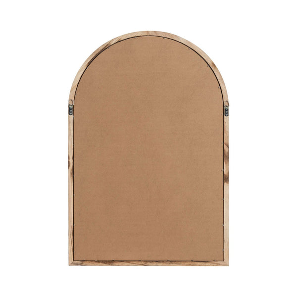 HomeRoots 36" Brown Solid Wood Arched Accent Mirror - Elegant Architectural Charm for Any Room’s Décor! 565122