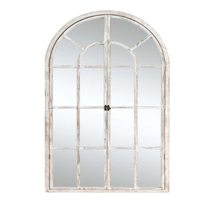 HomeRoots 36" Elegant White Solid Wood Arch Accent Mirror for Timeless Style & Room Expansion, Ready to Hang 565123