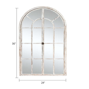 HomeRoots 36" Elegant White Solid Wood Arch Accent Mirror for Timeless Style & Room Expansion, Ready to Hang 565123