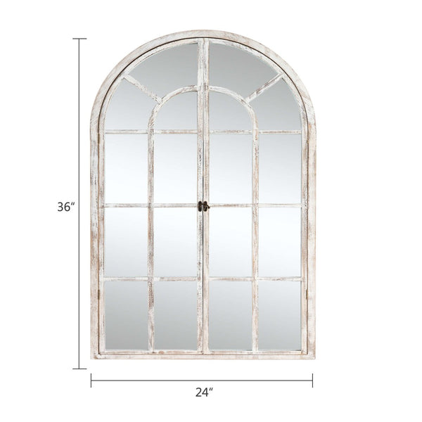 HomeRoots 36" Elegant White Solid Wood Arch Accent Mirror for Timeless Style & Room Expansion, Ready to Hang 565123