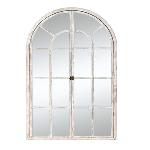 HomeRoots 36" Elegant White Solid Wood Arch Accent Mirror for Timeless Style & Room Expansion, Ready to Hang 565123