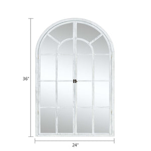 HomeRoots 36" White Solid Wood Arched Accent Mirror - Timeless Elegance for Brightening Any Space, Easy to Hang 565124