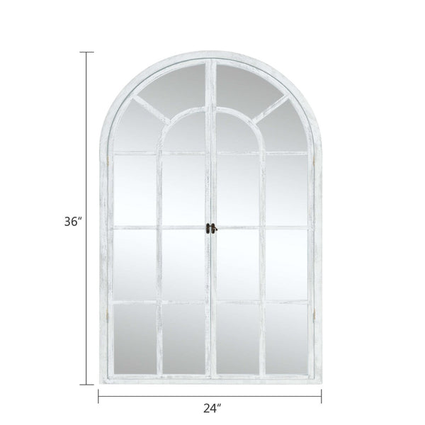 HomeRoots 36" White Solid Wood Arched Accent Mirror - Timeless Elegance for Brightening Any Space, Easy to Hang 565124