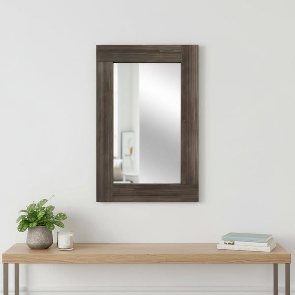 HomeRoots 36" Elegant Brown Solid Wood Framed Accent Mirror - Modern Style for Home, Office & Entryway Decor 565125