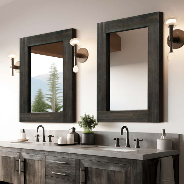 HomeRoots 36" Brown Solid Wood Framed Accent Mirror - Timeless Cottage Charm for Entryways & Bedrooms 565126