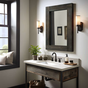 HomeRoots 36" Brown Solid Wood Framed Accent Mirror - Timeless Cottage Charm for Entryways & Bedrooms 565126