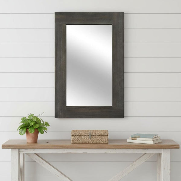 HomeRoots 36" Brown Solid Wood Framed Accent Mirror - Timeless Cottage Charm for Entryways & Bedrooms 565126