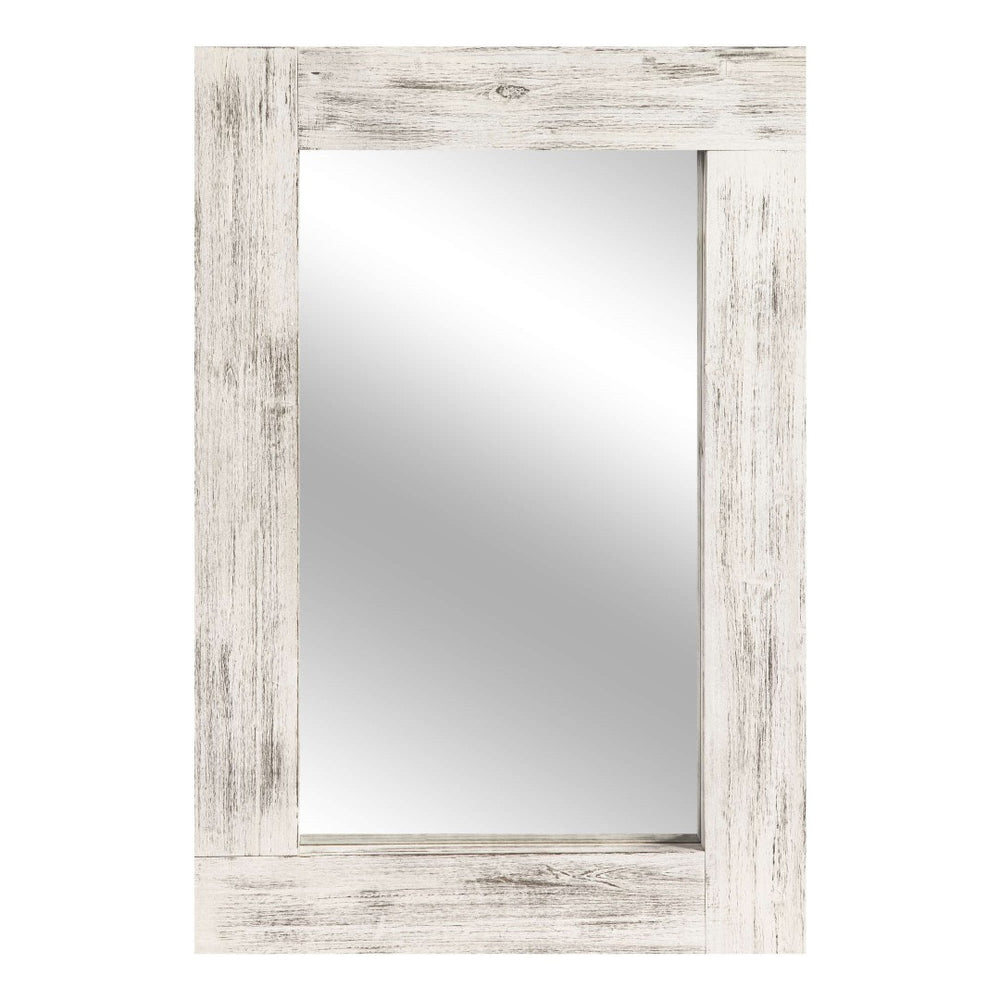 HomeRoots 36" White Solid Wood Framed Accent Mirror - Elegant Cottage Design, Ready to Hang for Versatile Spaces 565127