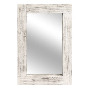 HomeRoots 36" White Solid Wood Framed Accent Mirror - Elegant Cottage Design, Ready to Hang for Versatile Spaces 565127