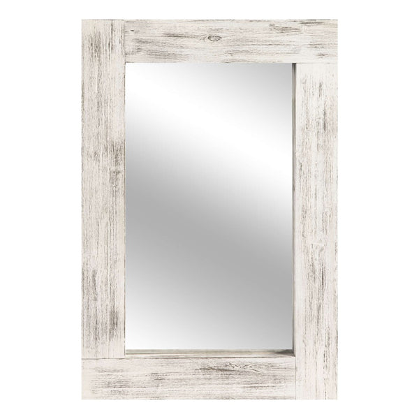 HomeRoots 36" White Solid Wood Framed Accent Mirror - Elegant Cottage Design, Ready to Hang for Versatile Spaces 565127