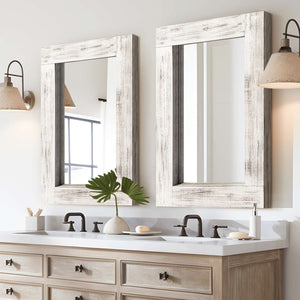 HomeRoots 36" White Solid Wood Framed Accent Mirror - Elegant Cottage Design, Ready to Hang for Versatile Spaces 565127