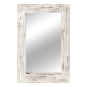 HomeRoots 36" White Solid Wood Framed Accent Mirror - Elegant Cottage Design, Ready to Hang for Versatile Spaces 565127