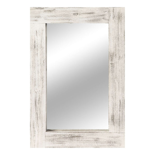 HomeRoots 36" White Solid Wood Framed Accent Mirror - Elegant Cottage Design, Ready to Hang for Versatile Spaces 565127