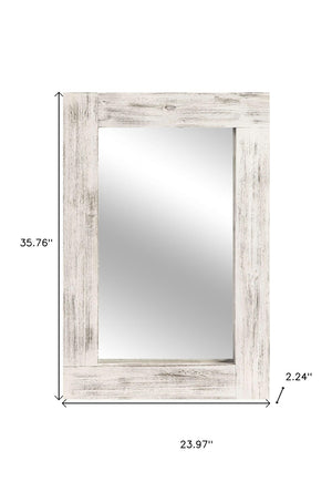 HomeRoots 36" White Solid Wood Framed Accent Mirror - Elegant Cottage Design, Ready to Hang for Versatile Spaces 565127