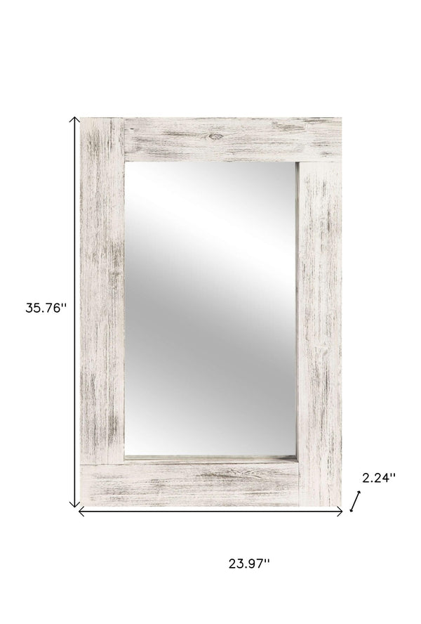 HomeRoots 36" White Solid Wood Framed Accent Mirror - Elegant Cottage Design, Ready to Hang for Versatile Spaces 565127