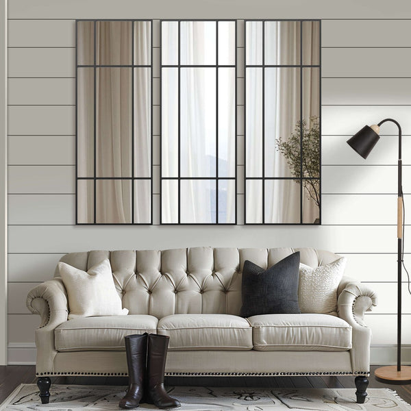 HomeRoots 63" Black Metal Framed Accent Mirror - Sleek Modern Design for Entryways, Living Rooms & Bedrooms 565128