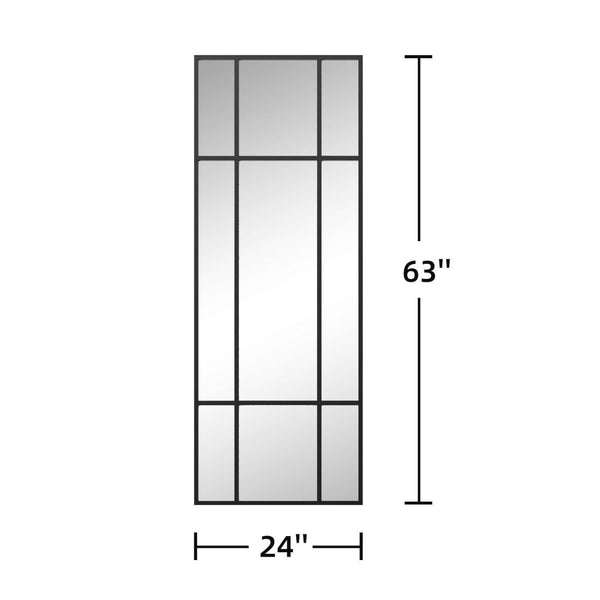 HomeRoots 63" Black Metal Framed Accent Mirror - Sleek Modern Design for Entryways, Living Rooms & Bedrooms 565128
