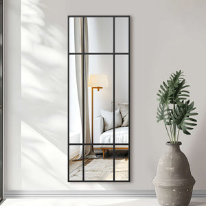 HomeRoots 63" Black Metal Framed Accent Mirror - Sleek Modern Design for Entryways, Living Rooms & Bedrooms 565128