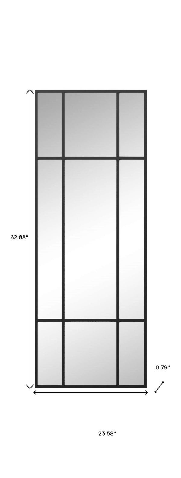 HomeRoots 63" Black Metal Framed Accent Mirror - Sleek Modern Design for Entryways, Living Rooms & Bedrooms 565128