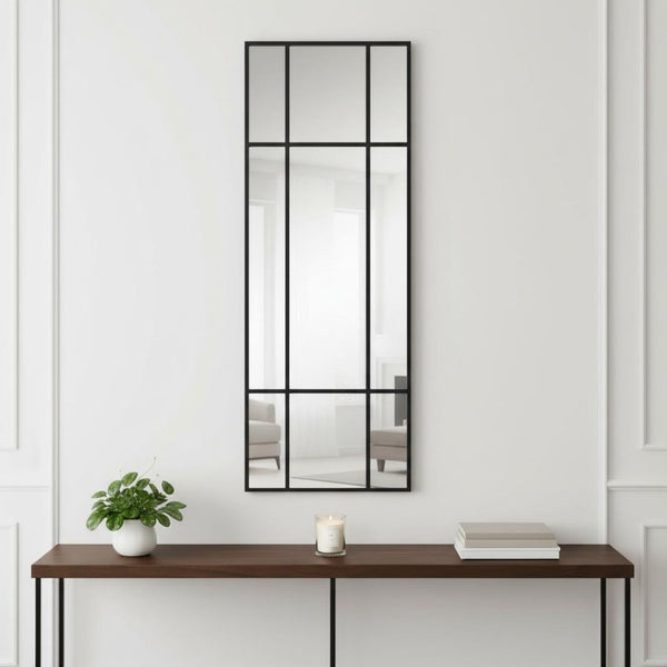 HomeRoots 63" Black Metal Framed Accent Mirror - Sleek Modern Design for Entryways, Living Rooms & Bedrooms 565128