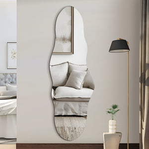 HomeRoots 59" Clear Abstract Frameless Accent Mirror - Modern Wavy Design for Brightening & Expanding Spaces 565131