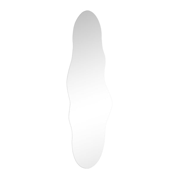 HomeRoots 59" Clear Abstract Frameless Accent Mirror - Modern Wavy Design for Brightening & Expanding Spaces 565131