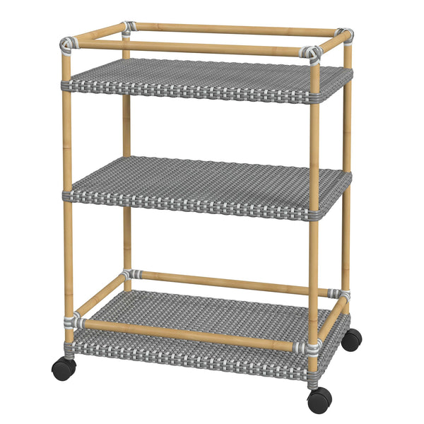 Butler Specialty Tobias Outdoor Rattan And Metal 3-tier Bar Cart – Chic Coastal Style For Your Patio And Porch Gray Aluminum,Polyethylene (Pe) Rattan 5651329-butler