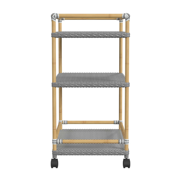 Butler Specialty Tobias Outdoor Rattan And Metal 3-tier Bar Cart – Chic Coastal Style For Your Patio And Porch Gray Aluminum,Polyethylene (Pe) Rattan 5651329-butler